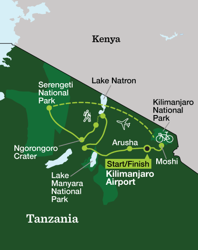 Tanzania Ultimate Adventure & Safari - Tour Map
