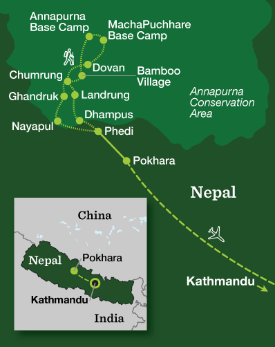 Annapurna Sanctuary Trek - Tour Map