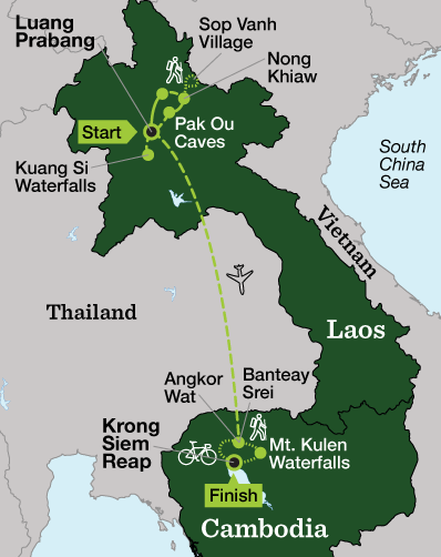 Laos & Cambodia Multisport - Tour Map