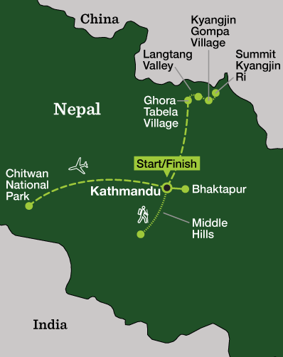 Nepal Ultimate Adventure - Tour Map