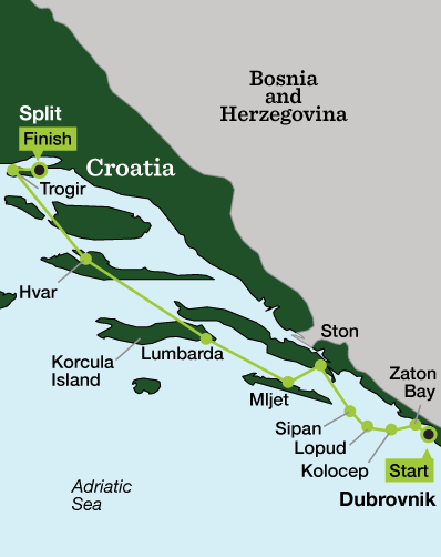 Croatia Island Hopper - Tour Map