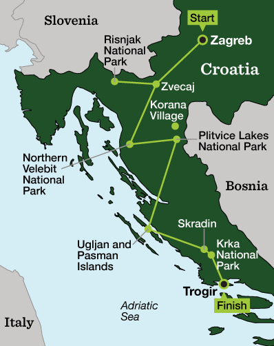 Croatia Cycling - Tour Map
