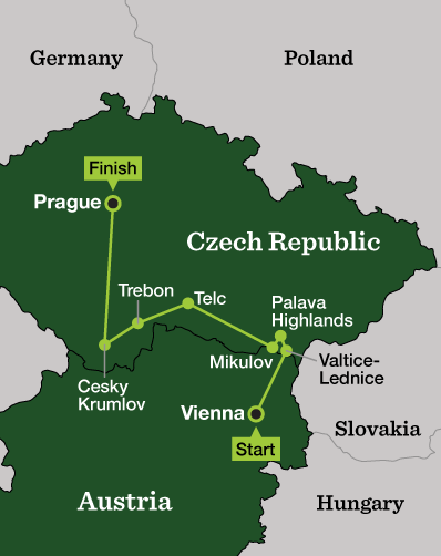 Czech Republic Hiking – Vienna to Prague - Tour Map