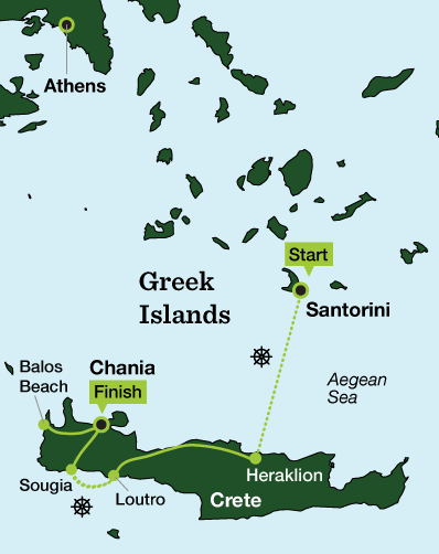 Discover Greek Islands – Santorini & Crete - Tour Map