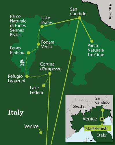 Italy Hiking – Dolomites Grand Traverse - Tour Map