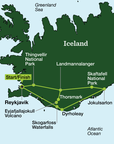 Iceland Hiking - Tour Map