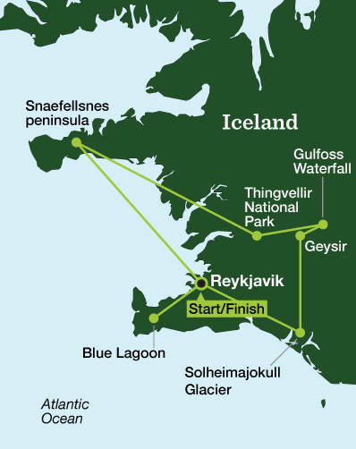 Iceland Winter Adventure - Tour Map
