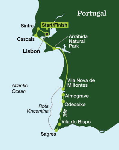 Portugal Coastal Hiking - Tour Map