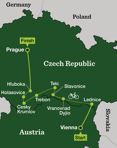Vienna to Prague Cycling - Tour Map