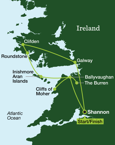 Ireland Coastal Cycling - Tour Map