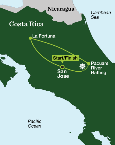 Costa Rica Ultimate Adventure - Tour Map