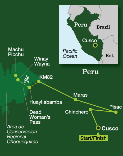 Machu Picchu – The Inca Trail Trek - Tour Map