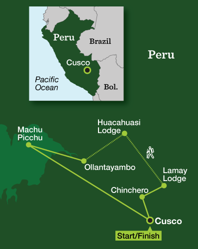 Machu Picchu Women's Lares Lodge Trek - Tour Map