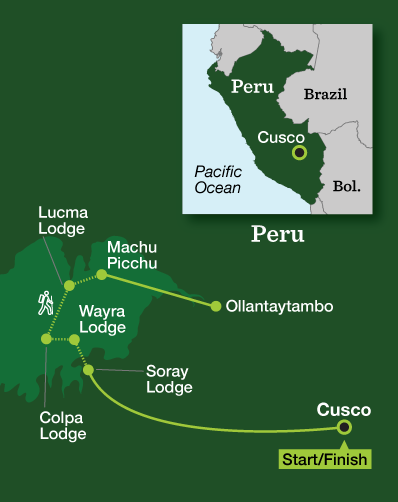 Machu Picchu Lodge Trek – Salkantay - Tour Map