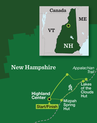 Appalachian Trail Hut-to-Hut Hiking – Presidential Peaks - Tour Map