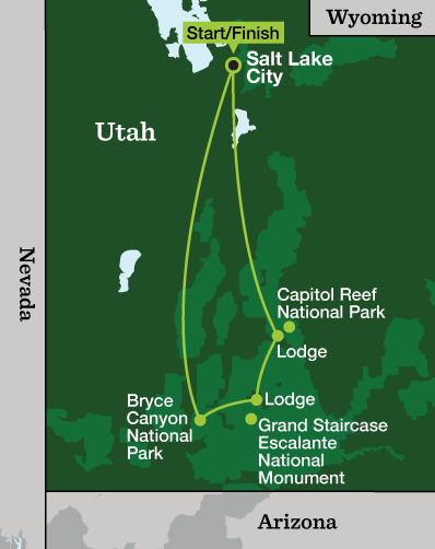 Capitol Reef & Escalante Hiking - Tour Map