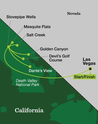 Death Valley Hiking – Hotel Based - Tour Map