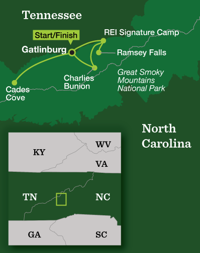 Great Smoky Mountains Hiking Weekend - Tour Map