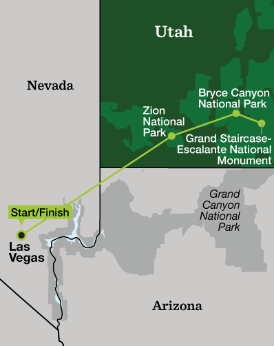 Family Zion & Bryce Hiking - Tour Map