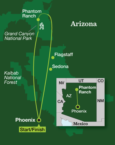 Grand Canyon Phantom Ranch Hiking - Tour Map