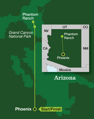 Grand Canyon Phantom Ranch Weekend - Tour Map