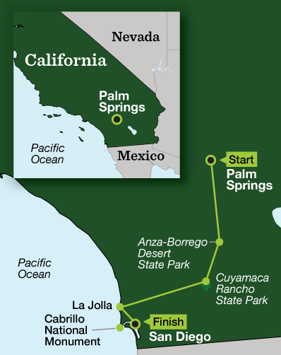 Southern California Ocean & Desert Multisport - Tour Map
