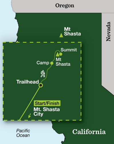 Mount Shasta Climb – South Face - Tour Map