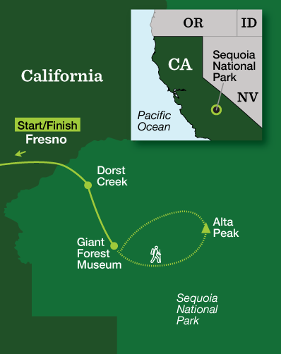 Sequoia National Park Backpacking - Tour Map