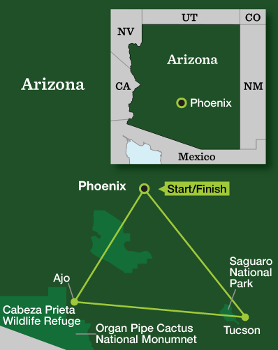 Arizona Hiking – Tucson & Sonoran Desert - Tour Map