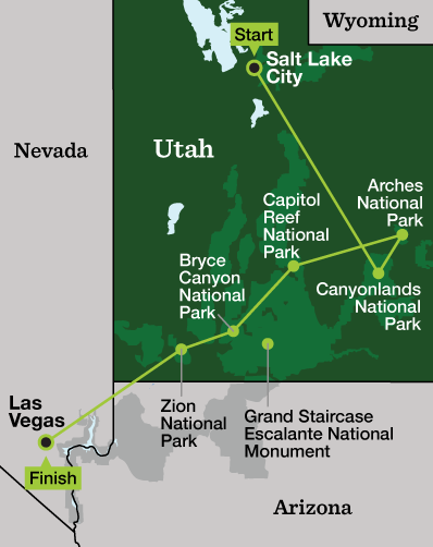 Utah National Parks Ultimate Adventure - Tour Map
