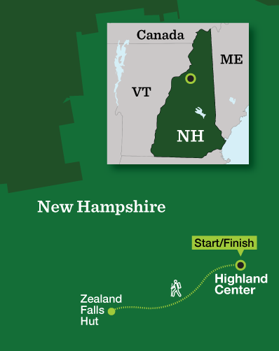New Hampshire Snowshoeing – The White Mountains - Tour Map