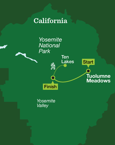 Yosemite Women’s Backpacking – The High Country - Tour Map