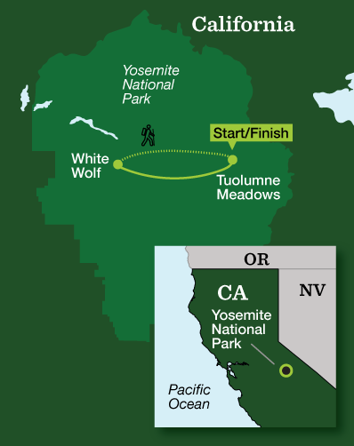 Yosemite Backpacking – Grand Canyon of the Tuolumne - Tour Map