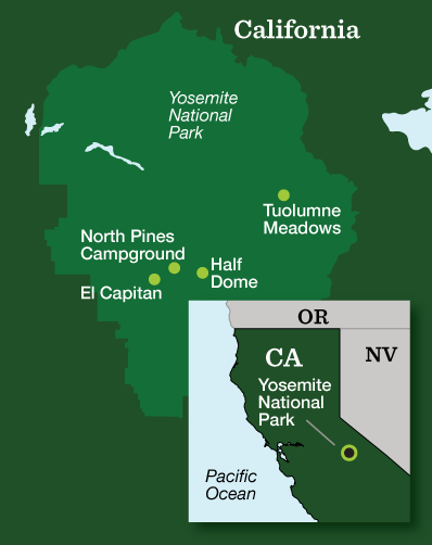 Yosemite Women’s Backpacking – Half Dome - Tour Map