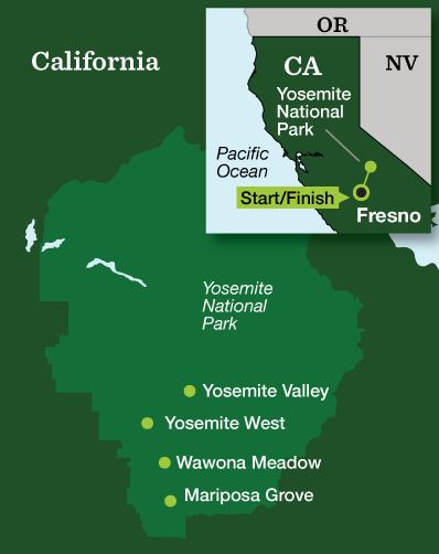 Yosemite Valley Hiking – Lodge Based - Tour Map