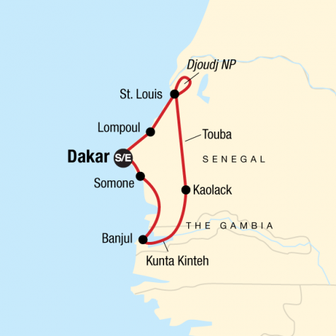 Classic Senegal & The Gambia - Tour Map