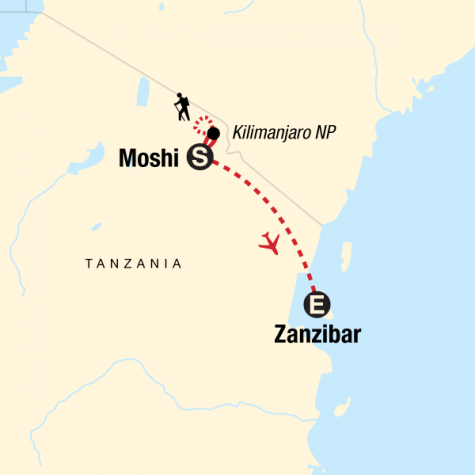 Kilimanjaro - Machame Route & Zanzibar Adventure - Tour Map
