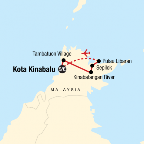 Borneo – East Sabah Adventure - Tour Map