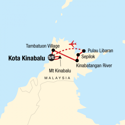 Highlights of Sabah & Mt Kinabalu - Tour Map