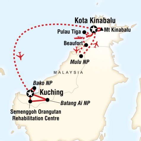 Borneo Encompassed - Tour Map