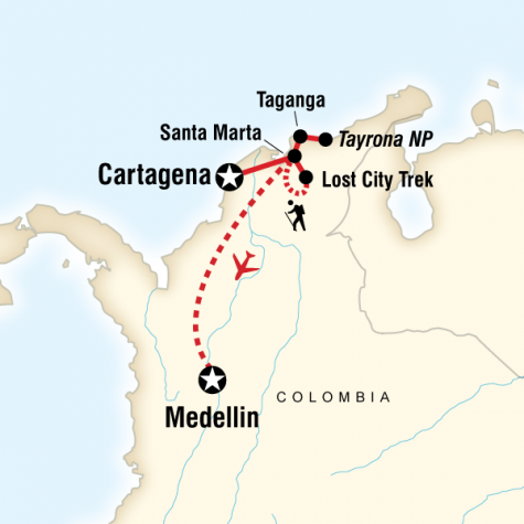 Caribbean, the Lost City & Medellin Adventure - Tour Map