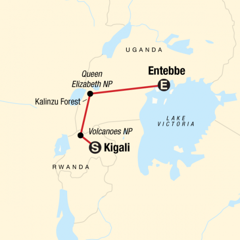 Rwanda & Uganda Gorilla Discovery - Tour Map