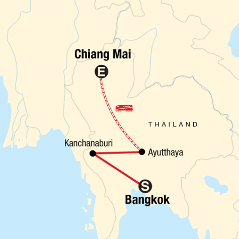 Bangkok to Chiang Mai Express - Tour Map