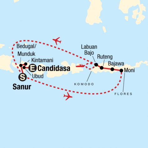 Bali, Flores & Komodo Explorer - Tour Map