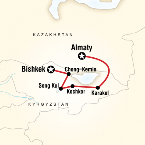 Best of Kazakhstan & Kyrgyzstan - Tour Map
