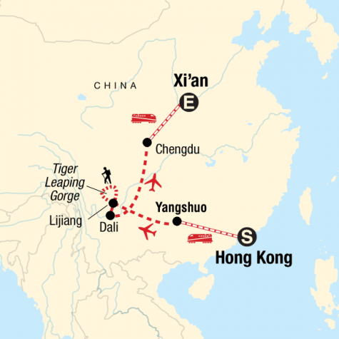 Classic Hong Kong to Xi'an Adventure - Tour Map