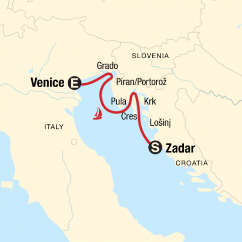 Sailing Croatia to Italy - Tour Map