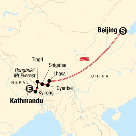 Tibet Adventure - Tour Map