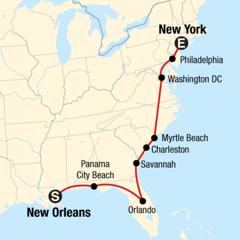 Bayou to the Big Apple – East Coast Road Trip - Tour Map