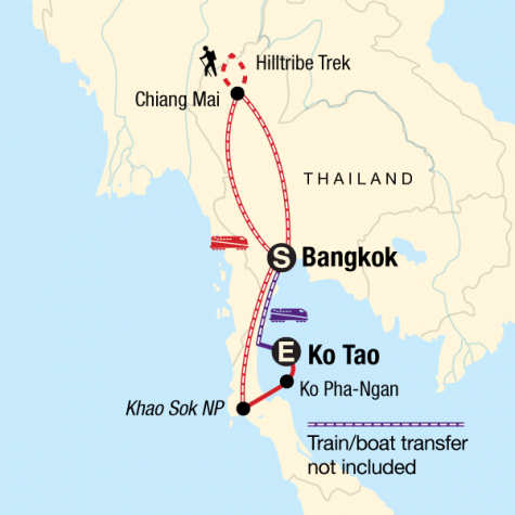 Thailand on a Shoestring - Tour Map